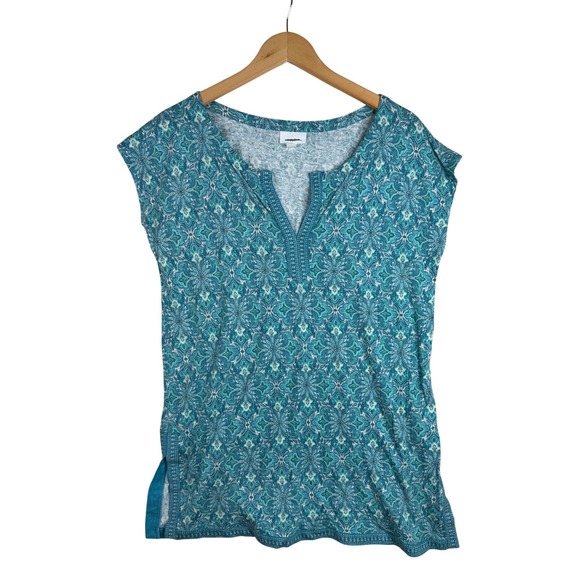 J. Jill Tops - J. Jill Linen Blend Split Neck Tunic size Medium Dragonfly Blue